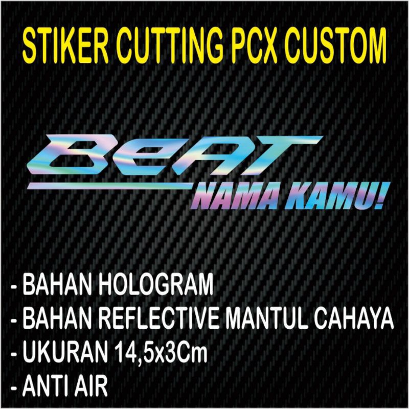 stiker cutting sticker beat custom nama kamu hologram mantul cahaya