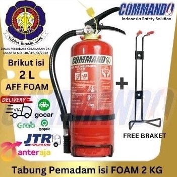 Selalu Baru APAR FOAM 2 KG COMMANDO  AFF FOAM 2 L  Komplit Set  Free Braket