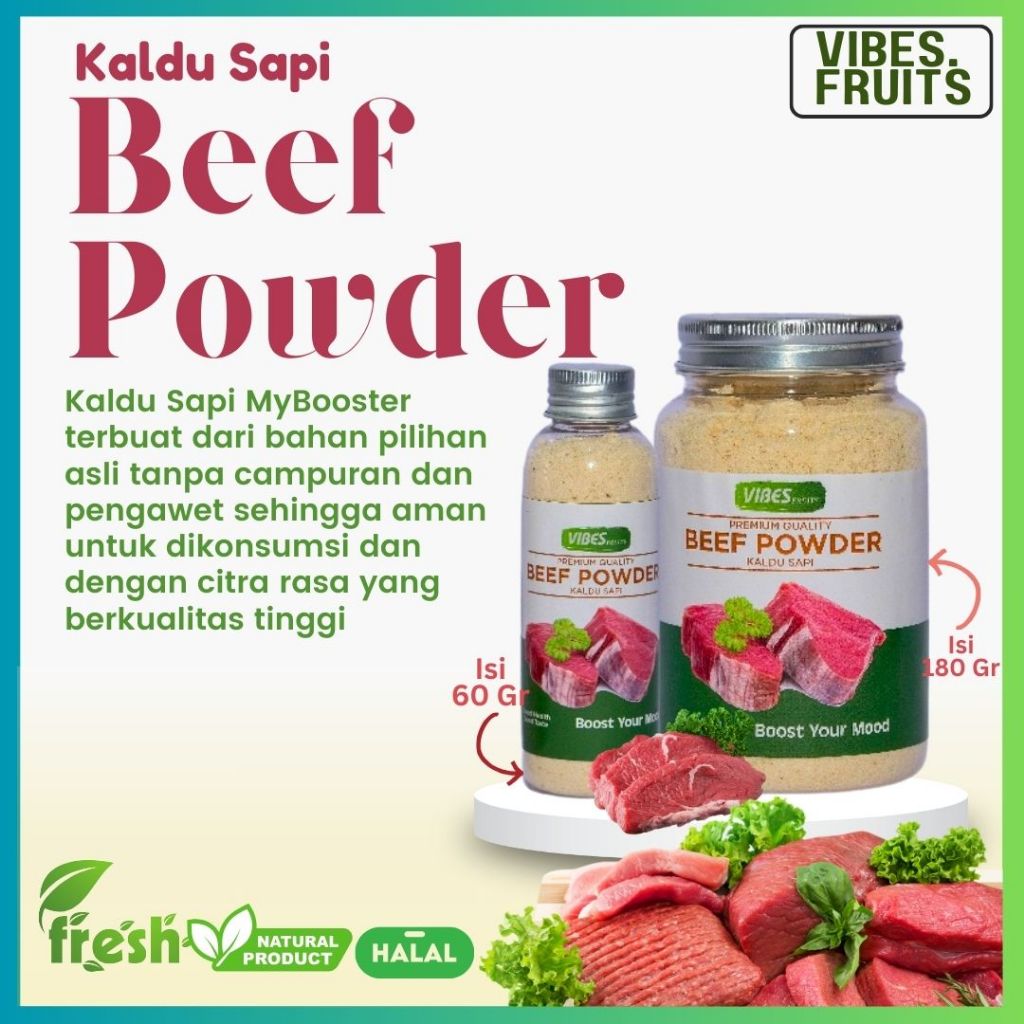 

Kaldu Sapi, Beef Stock Powder, Bumbu Kaldu Sapi, Non MSG, by Vibes Fruits / ukuran Slim & Big