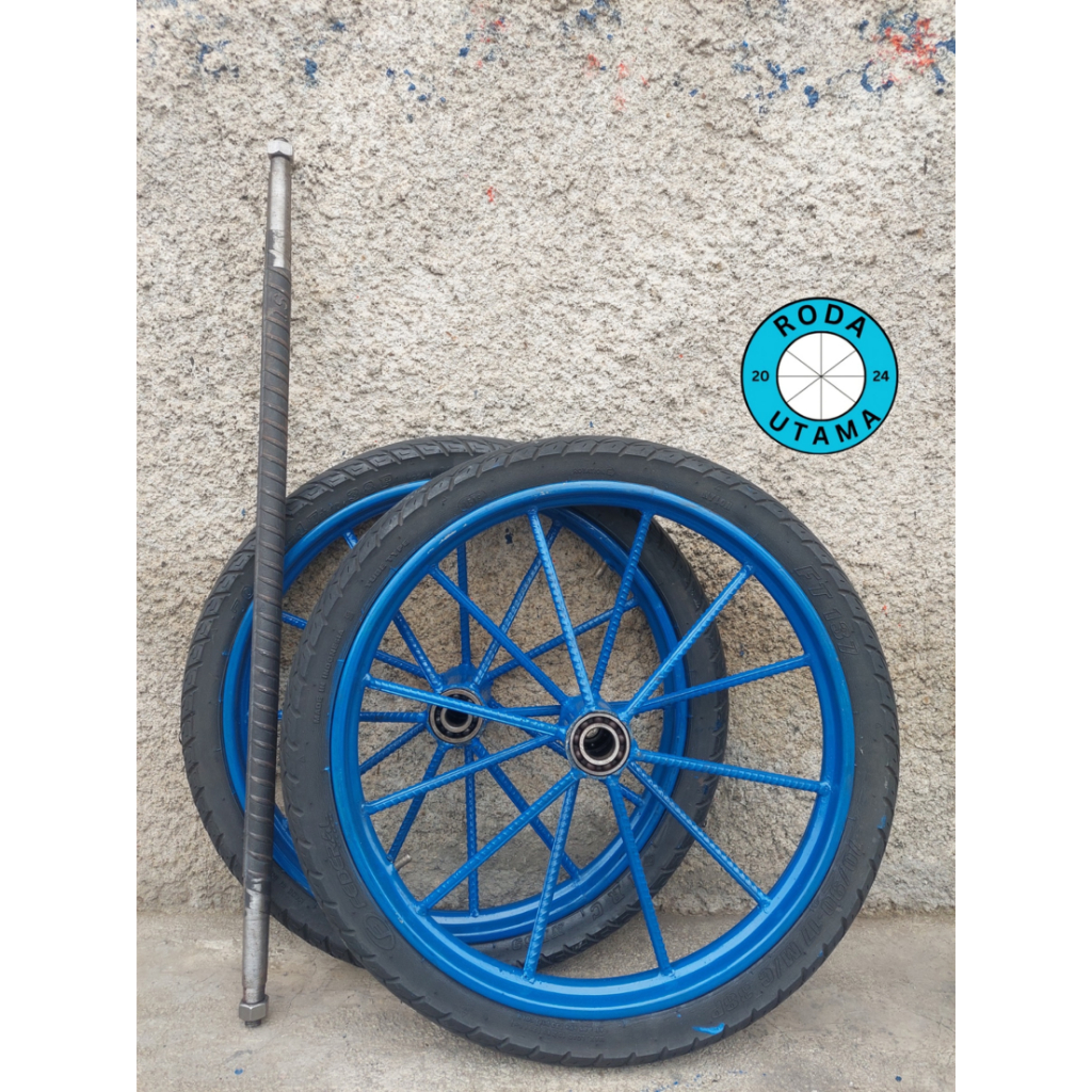 Roda Gerobak Jari 6 Kecil Ring 17 (Sepasang Roda & As)