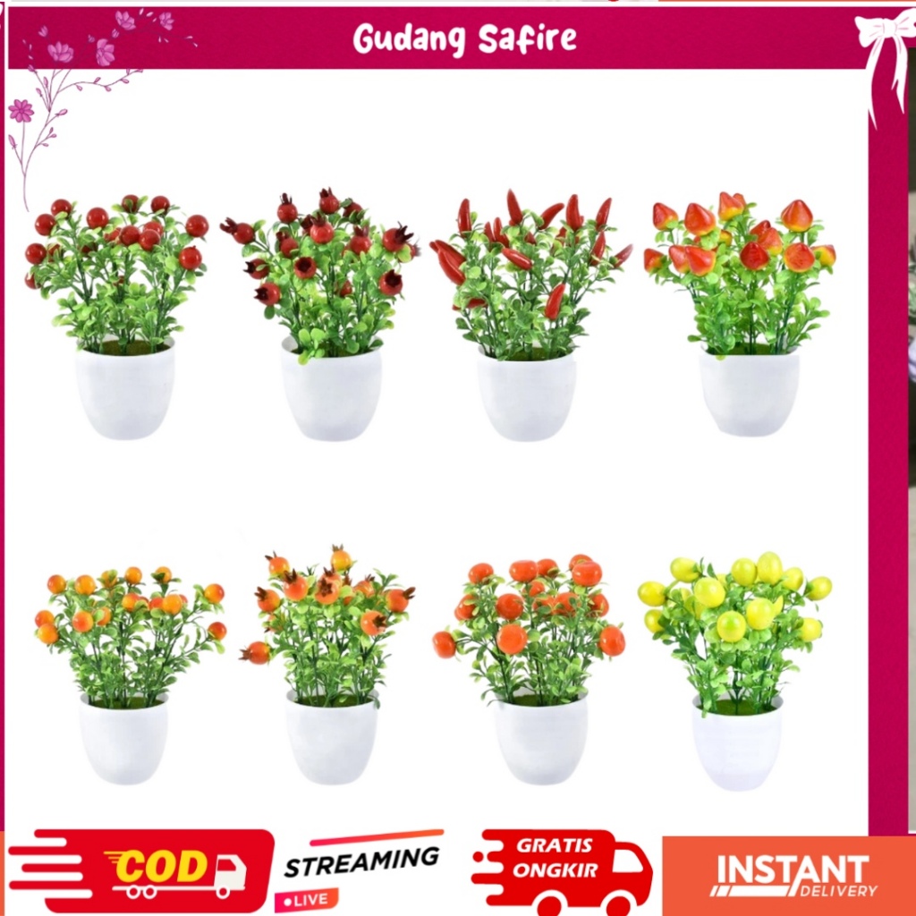 Bonsai Buah Bulat: Tanaman Hias Artificial / Bonsai Plastik Dekorasi / Bunga Hias Flower Decor Pot