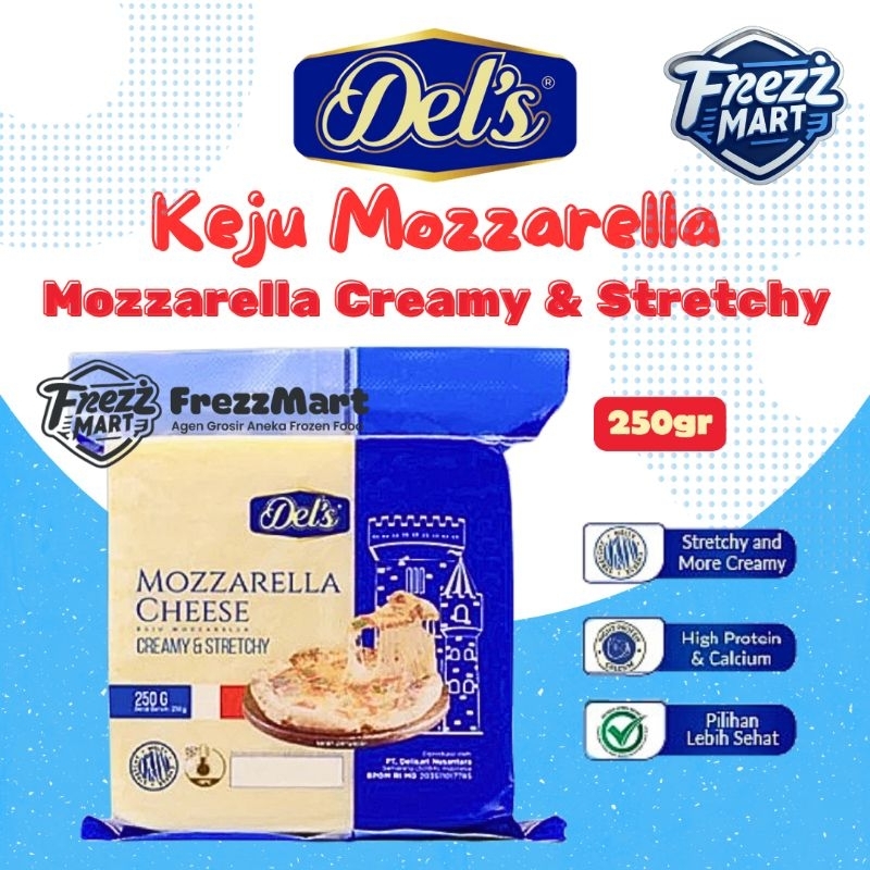 

Del’s Mozzarella Cheese Creamy & Stretchy 250gr Premium Keju Mozarela Dels 250g impor Prancis France