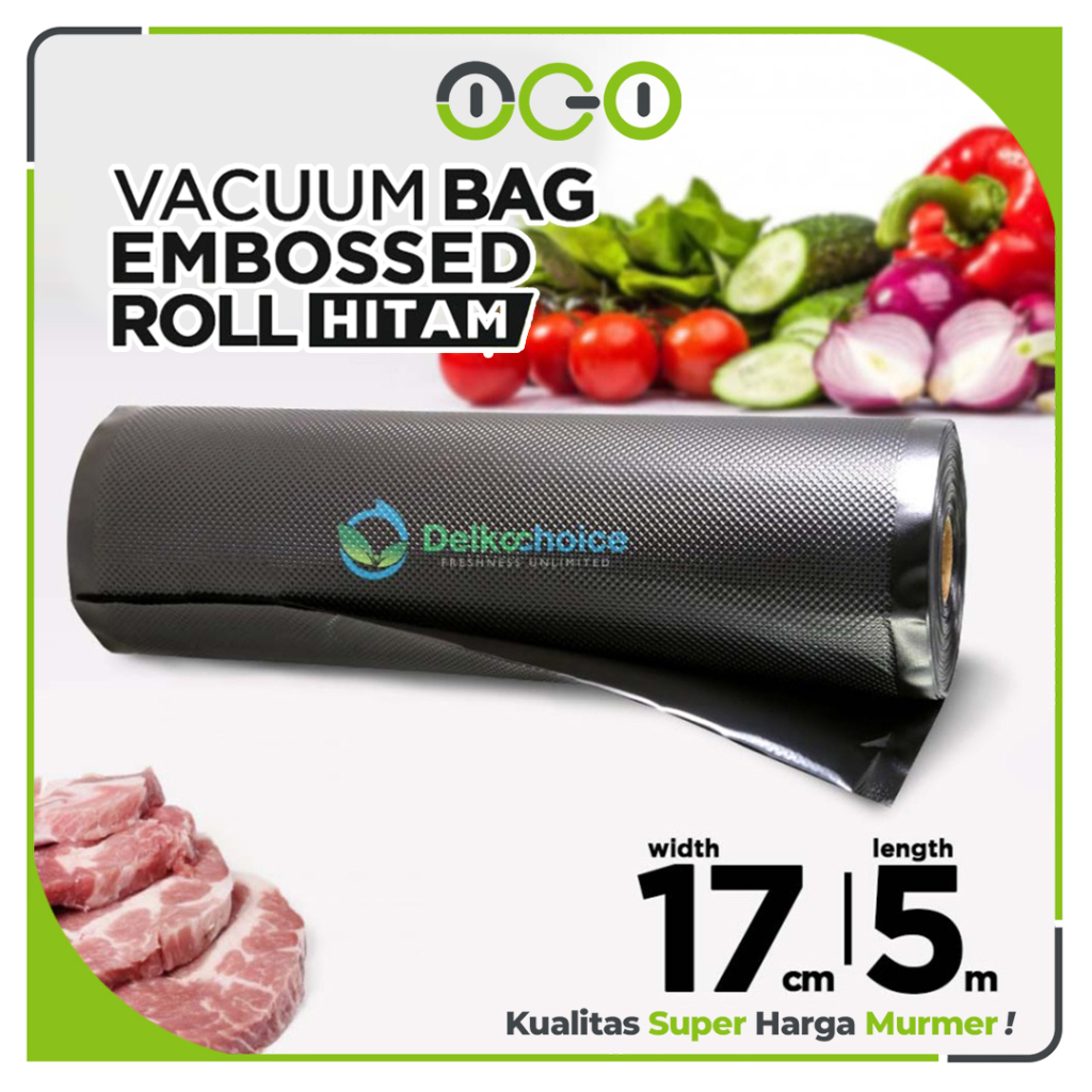 Vacuum EMBOSSED ROLL 17cm x 5 meter HITAM Plastik Vakum Makanan Vacum Bag Sealer  - Delkochoice
