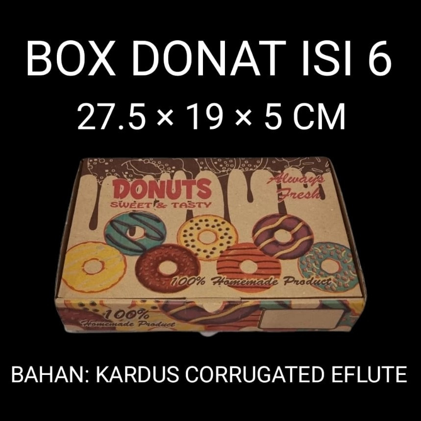 

10 Pcs Box Packaging Donat Isi 6pcs Motif Donuts Ukuran 27.5 × 19 × 5cm