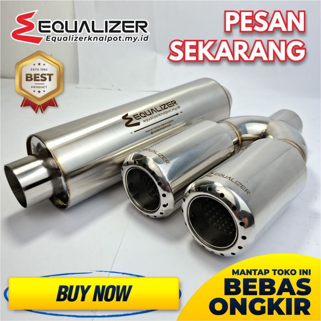Knalpot Mobil 2 Lubang + Resonator Knalpot Mobil 2 Corong Tube Knalpot Racing Mobil 2 Lubang Knalpot