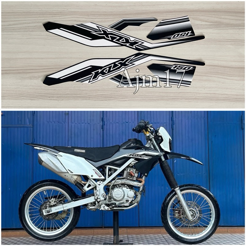 STIKER STRIPING MOTOR KLX 2016 HITAM PUTIH