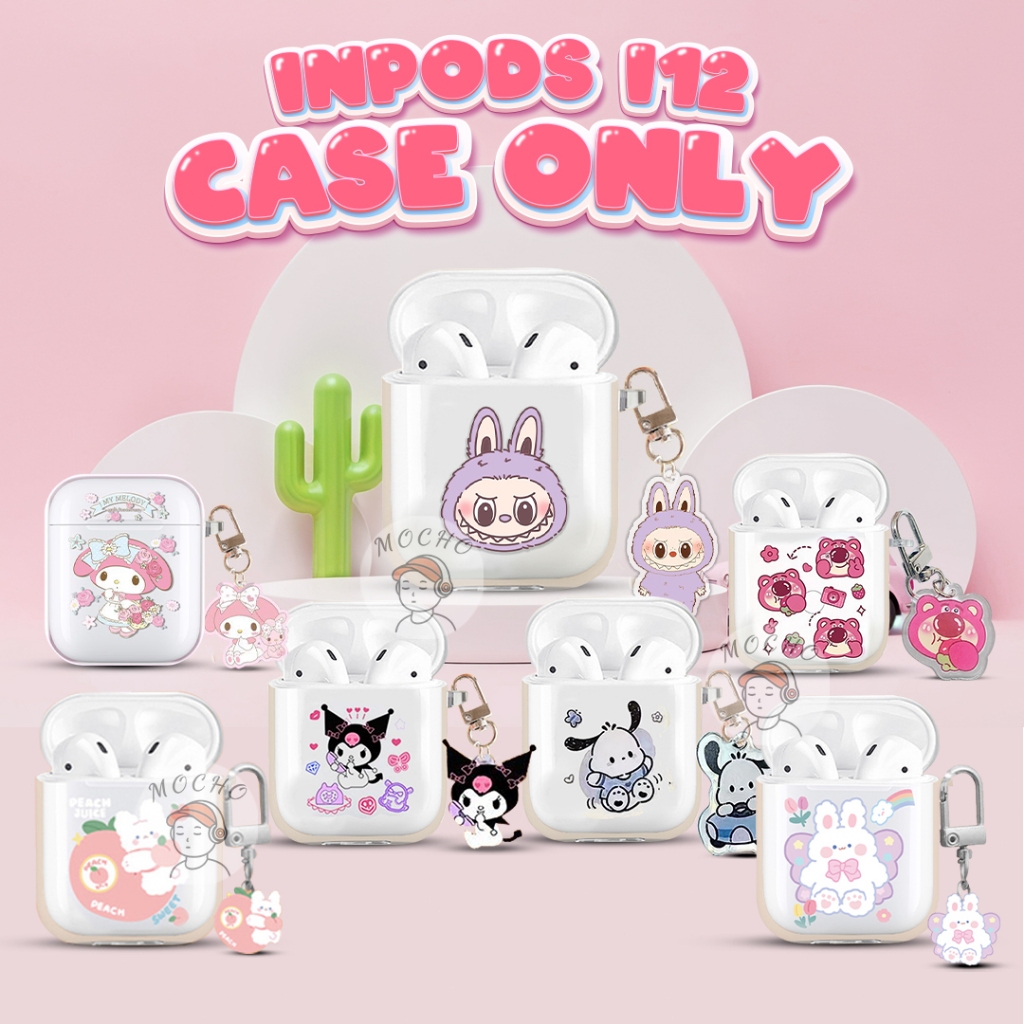 CASING ONLY Untuk Inpods 12  Pelindung TWS i12 Earphone casing Silikon Teransparan Motif Kartun