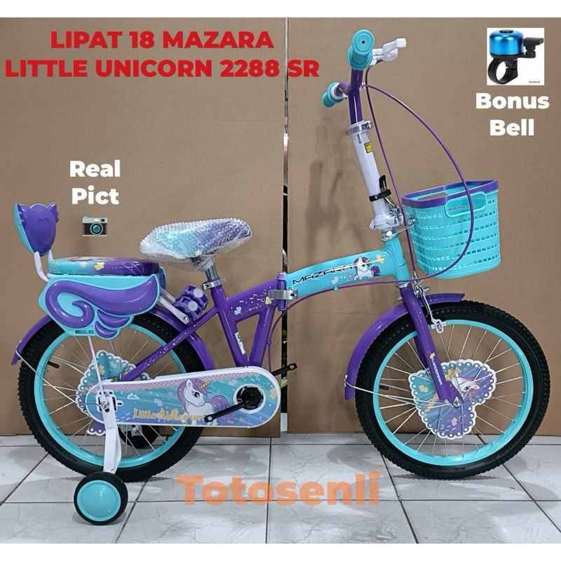 sepeda lipat anak perempuan 18 inch MAZARA 2288 SR UNICORN