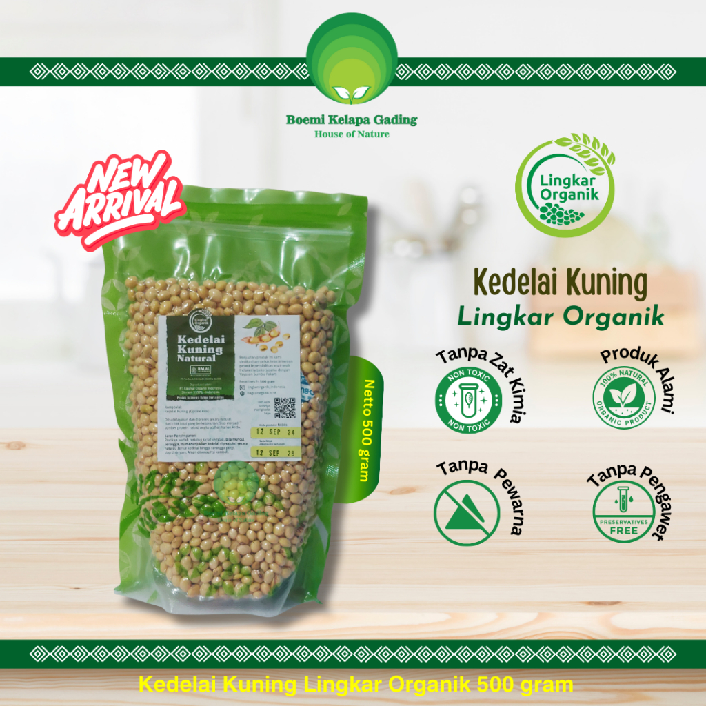 

Lingkar Organik Kacang Kedelai Kuning Organik kemasan 500 gram Vakum