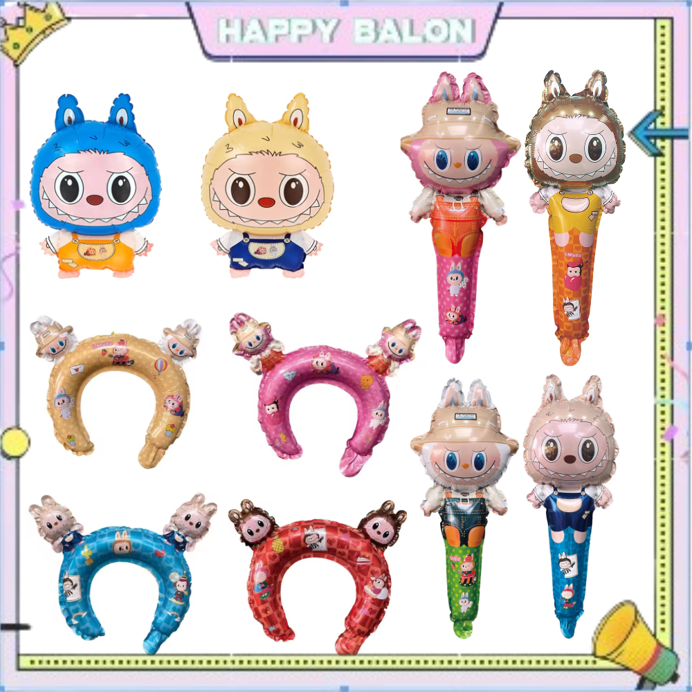 Balon Bando Labubu / Balon Pentungan Labubu / Balon Bando Pentungan Motif Labubu