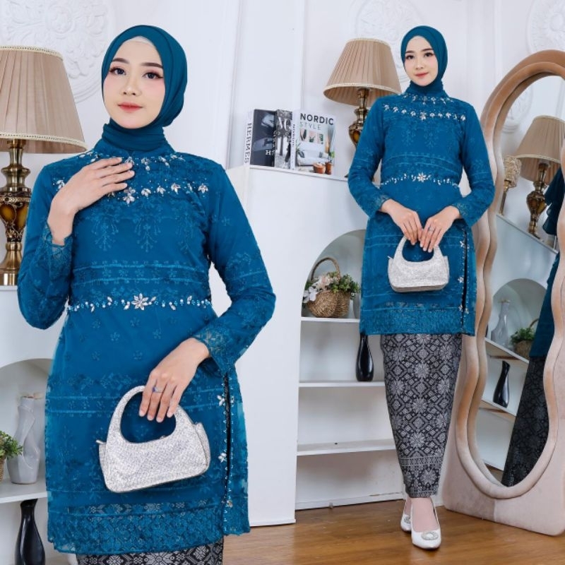 stelan kebaya sanghai belah dan rok songket  / kebaya burkat katun / kebaya modern/ kebaya pesta / k