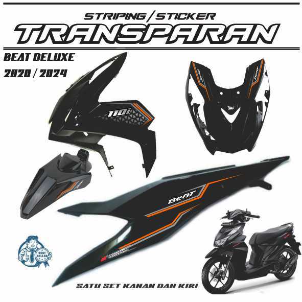 STICKER STRIPING TRANSPARAN MOTOR HONDA BEAT DELUXE/STREET 2020/2021 MOTIF SIMPLE TERBARU H2