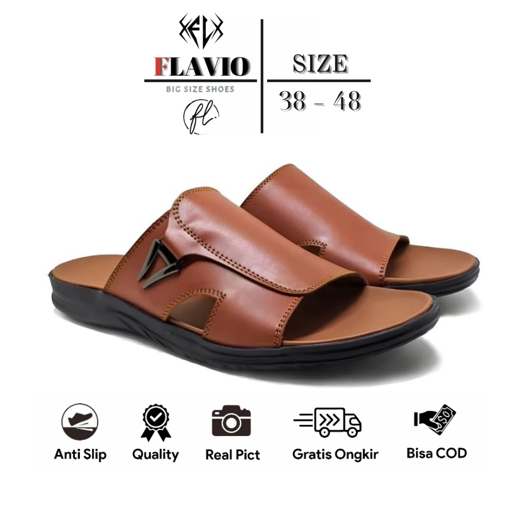 Sandal Casual Formal Pria Kulit Asli 100% ORIGINAL AC 0.4 | Ukuran Besar & Kecil 38-48 | Sendal Selo