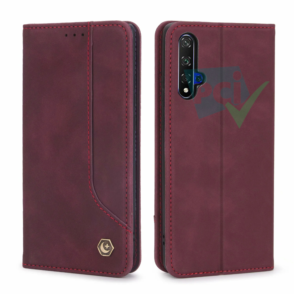 Case Huawei Nova 5T Wallet Extra Card Genuine Pola Full 360 Degree Super Mewah Flip Cover Auto Lock 