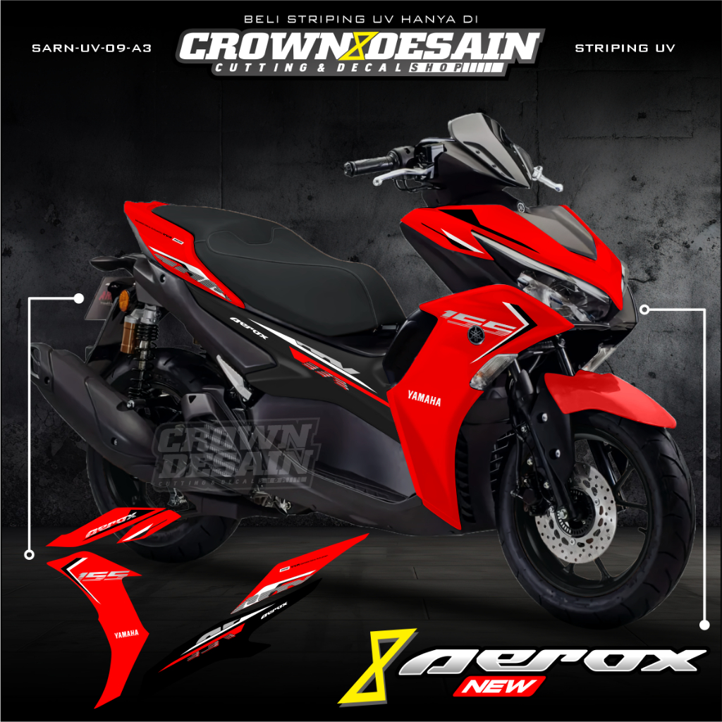 Striping Stiker Transparan Aerox 155 New Lis NVX Original Simpel Varian Warna - Stiker Semifull Aero