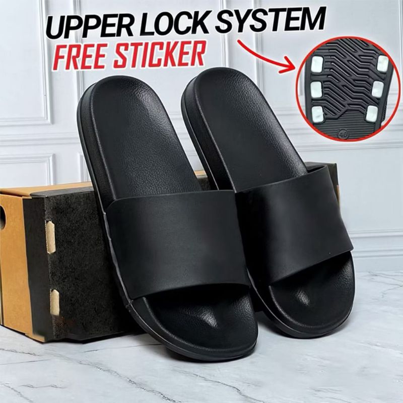 DNK Sandal Hitam Sandal Distro pria Sandal Selop karet viral