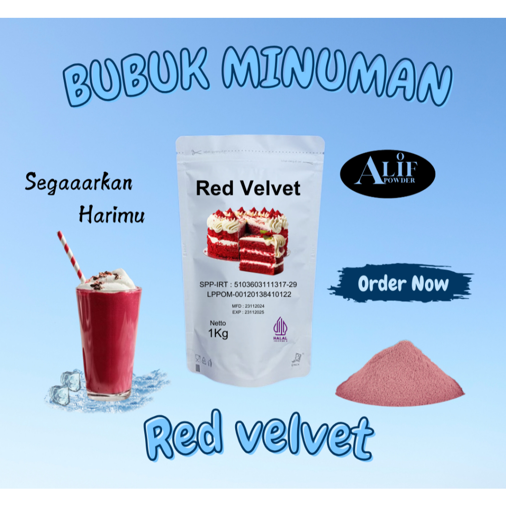 

Bubuk Minuman Rasa Redvelvet 1KG/ Serbuk minuman aneka Rasa/ Bubuk Minuman Instan/ Drink Powder/Serbuk Boba/Cappucino Cincau/Minuman Kikian/Minuman Aquarium/MinumanViral