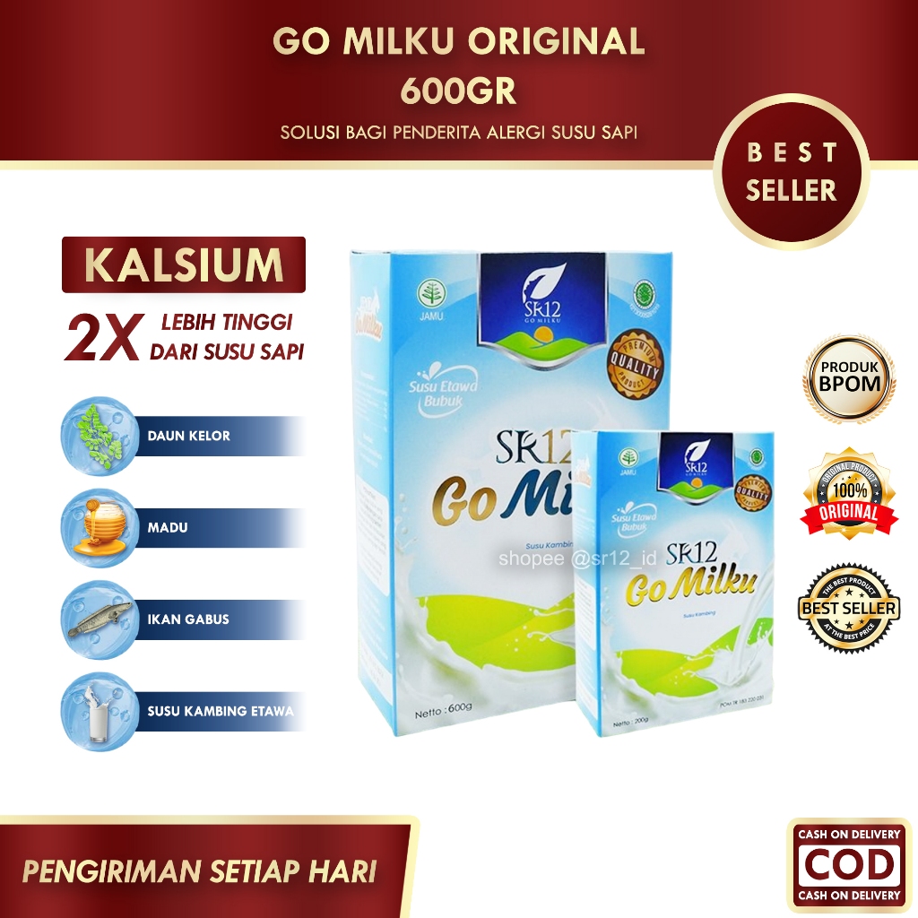 

GO MILKU ORIGINAL 600GR SR12 / GOMILKU SR12 / SUSU KAMBING ETAWA SR12