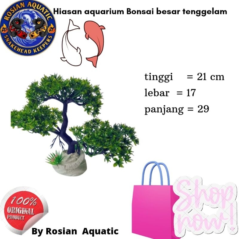 Hiasan aquarium Bonsai besar tenggelam