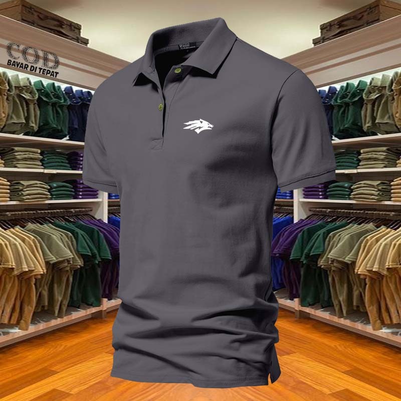 COD T-Shirt Polo kerah Nevada kiri Putih Kaos Kerah Dewasa Shirt / Kaos Wangki Pria Polo / Polo Dist