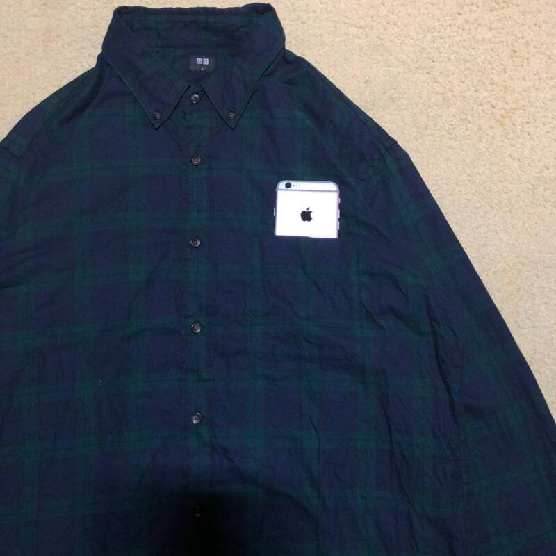 PRELOVED KEMEJA FLANEL UNIQLO KOTAK KOTAK HIJAU