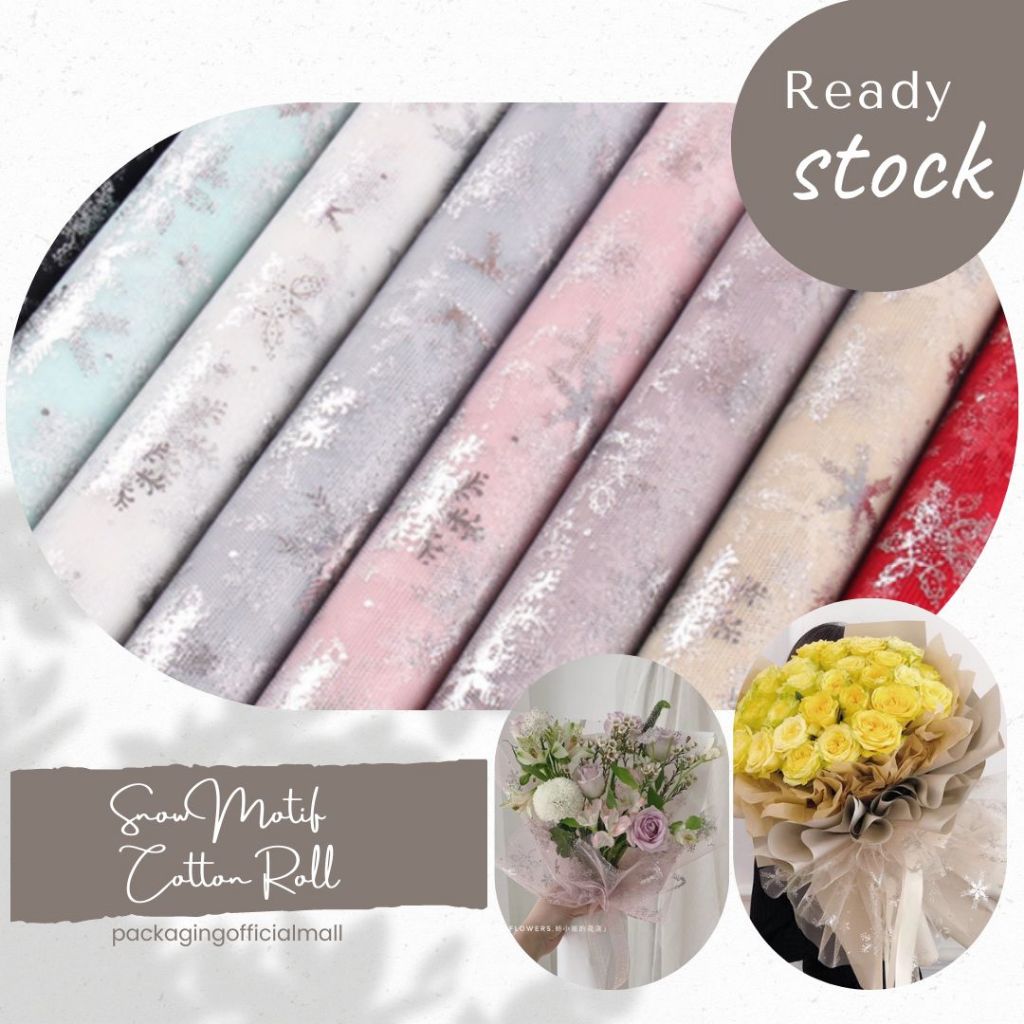 

SNOW MOTIF COTTON ROLL / COTTON ROLL / KERTAS BUKET BUNGA / KAIN BUKET / CELLOPHANE