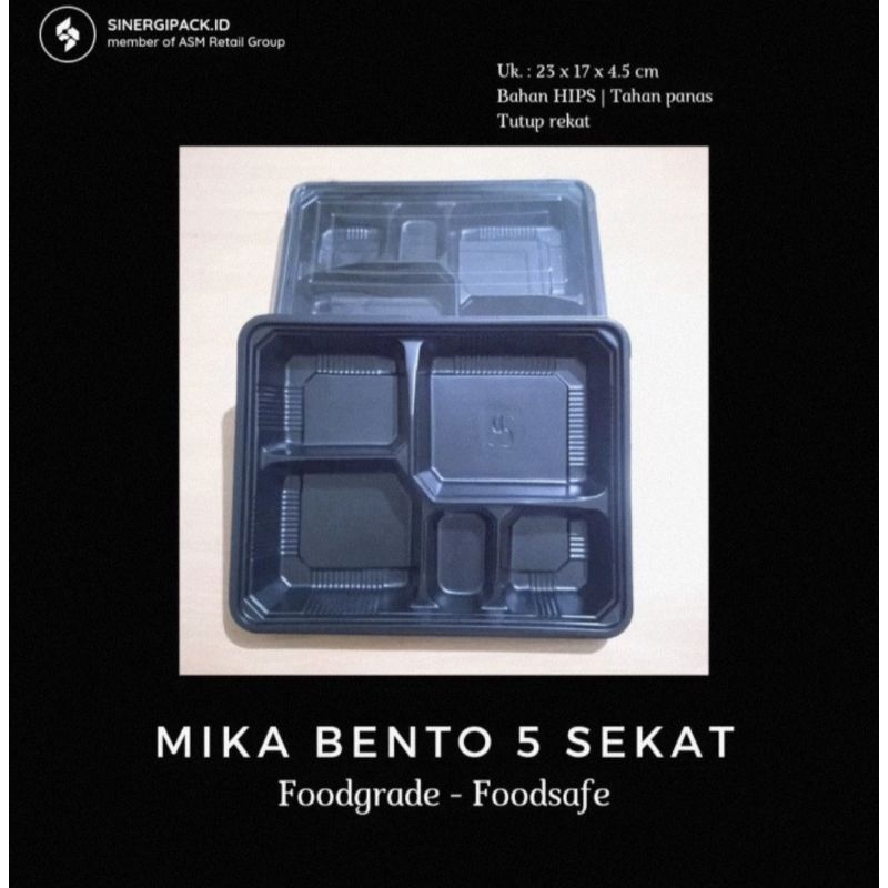 Mika Bento Sekat 5 - Box Bento 5 Sekat - Tray Bento Sekat 5 - Bento Box 5 Sekat - 50 set