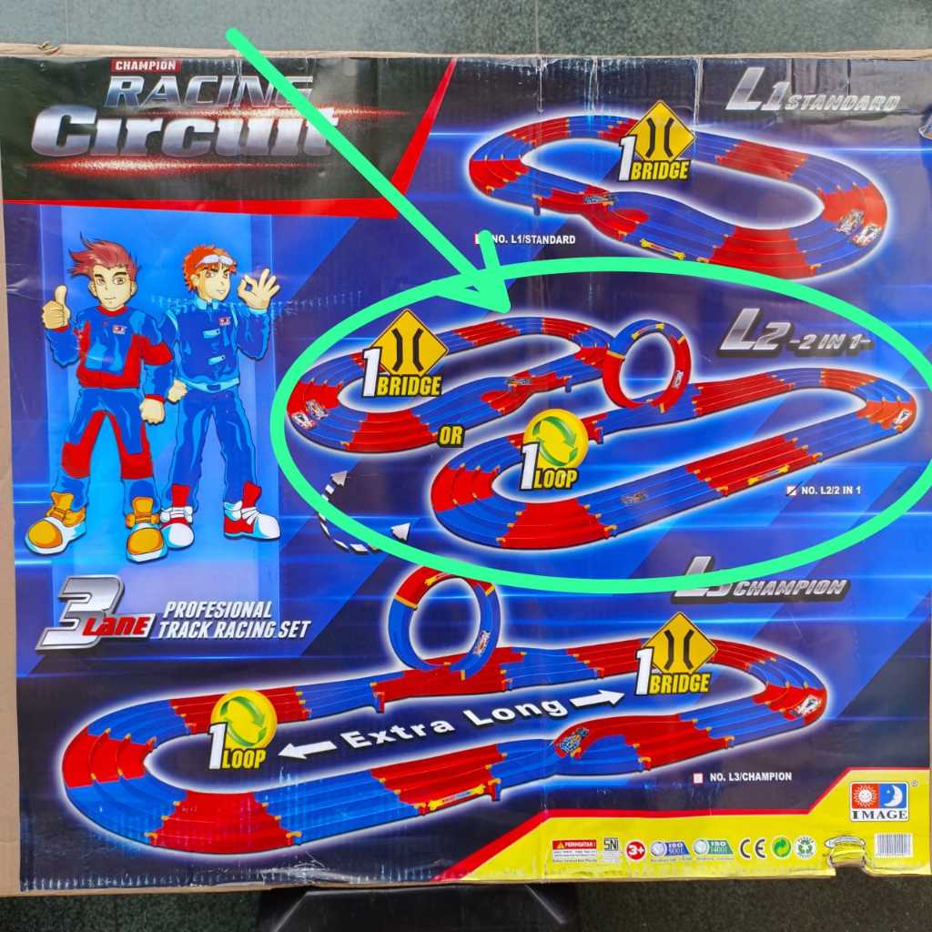 IMAGE Track Tamiya 3 Jalur 1 Jembatan Plus LOOP HALILINTAR - L2 2in1 - Track Mini 4WD - Champion Rac