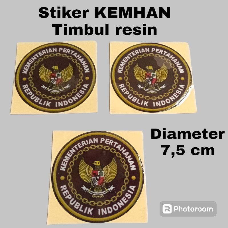 

Stiker logo KEMHAN bahan resin timbul, Sticker kementerian pertahanan timbul