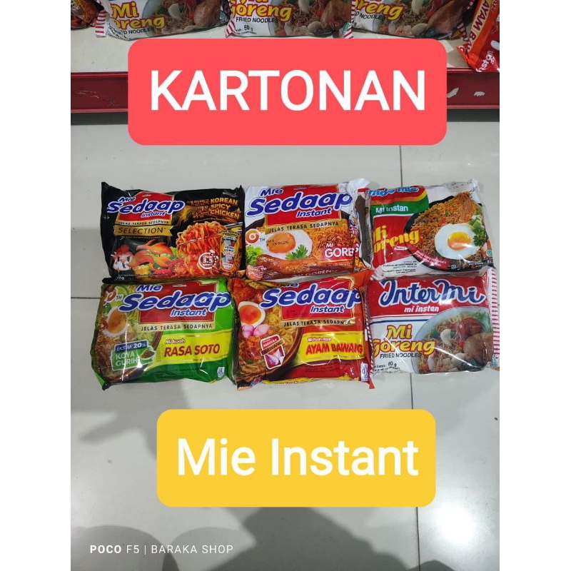 

Mie Sedaap kartonan isi 40pack dan mie merk lainnya