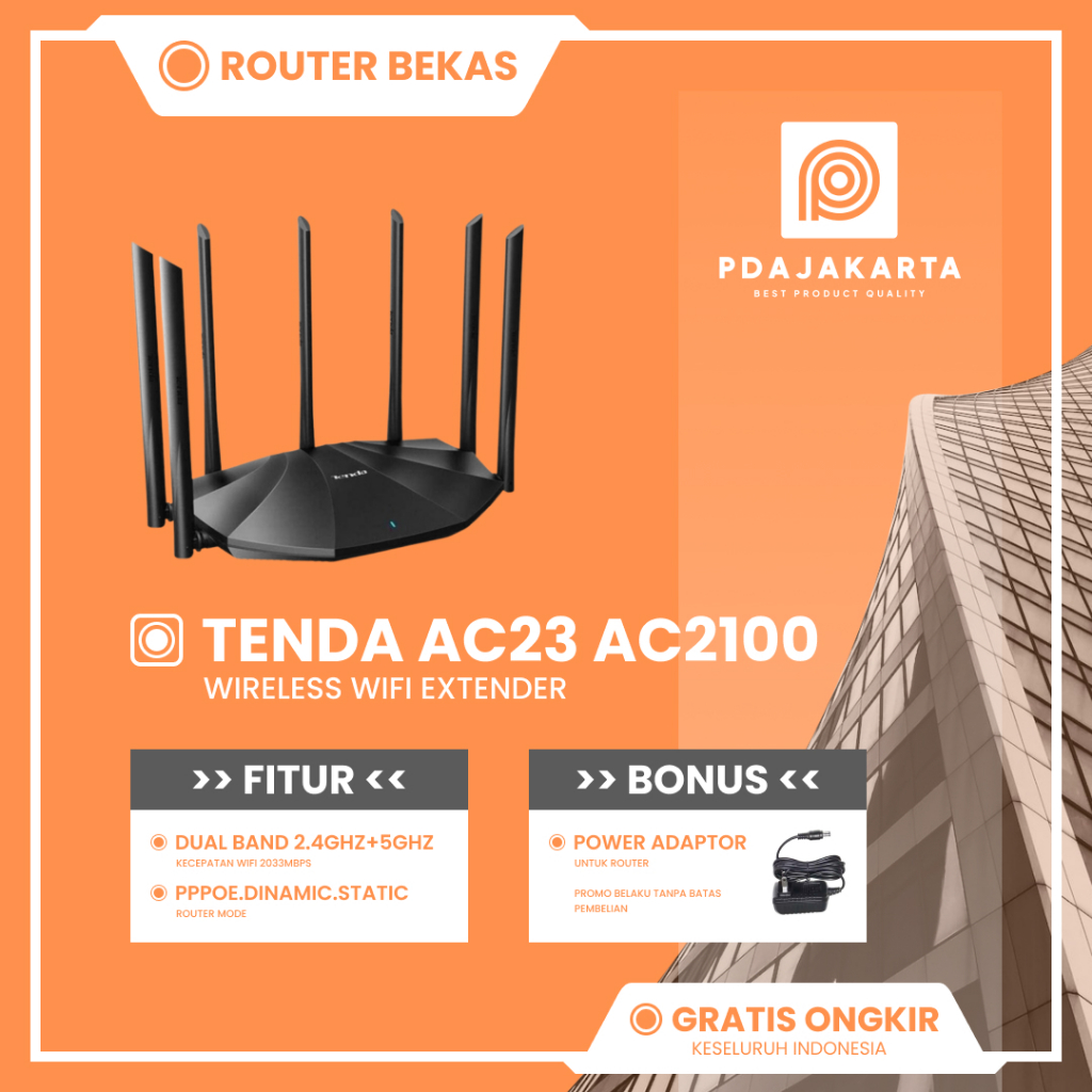 Router Tenda AC23 AC2100 Dual Band 2.4Ghz & 5Ghz Wireless Router WiFi Bekas Original
