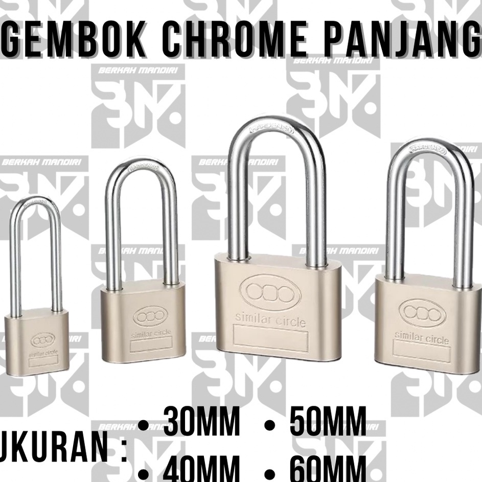 Berkualitas Gembok StainlessChrome PagarPintu RumahToko Leher panjang 3 4 5 6mm 3 Anak Kunci Nekel C