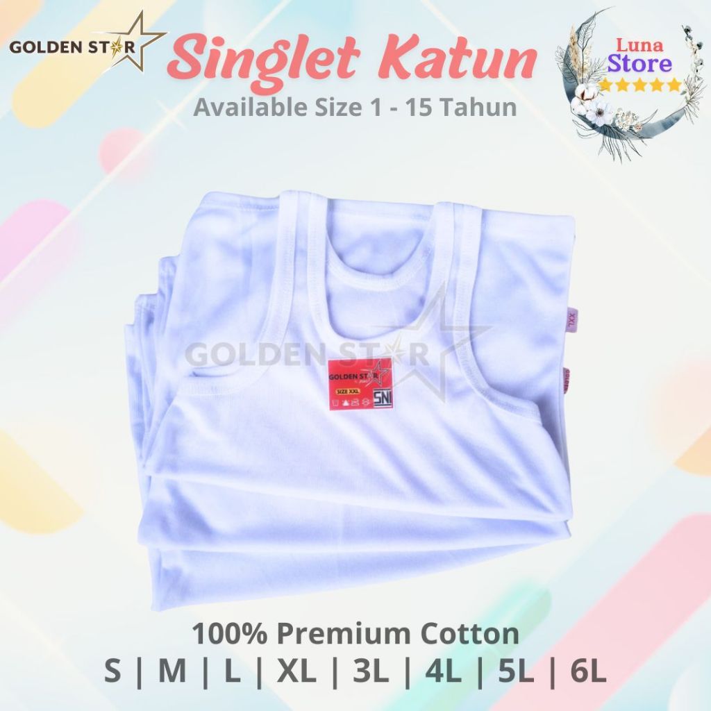6 PCS Singlet Anak Warna Putih Laki laki dan perempuan - Kaos Singlet Anak laki laki / Perempuan - S