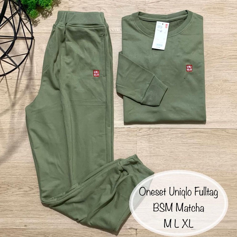 Ready Siap Kirim Oneset Uniqlo Setelan Sweater Uniqloon Wanita Setelan Olahraga Switer Jogger Seraga