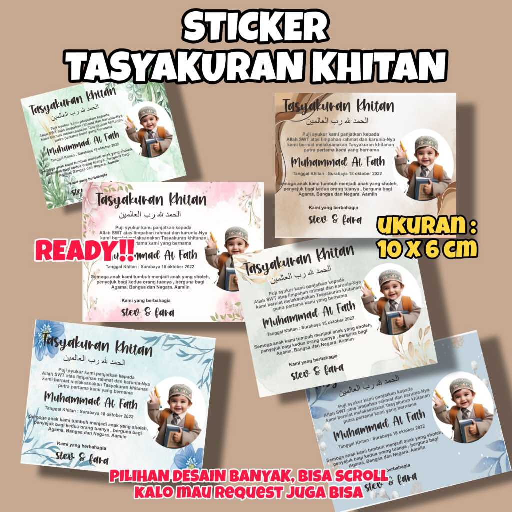 KARTU / STICKER TASYAKURAN KHITANAN / WALIMATUL KHITAN / KHITANAN part 01