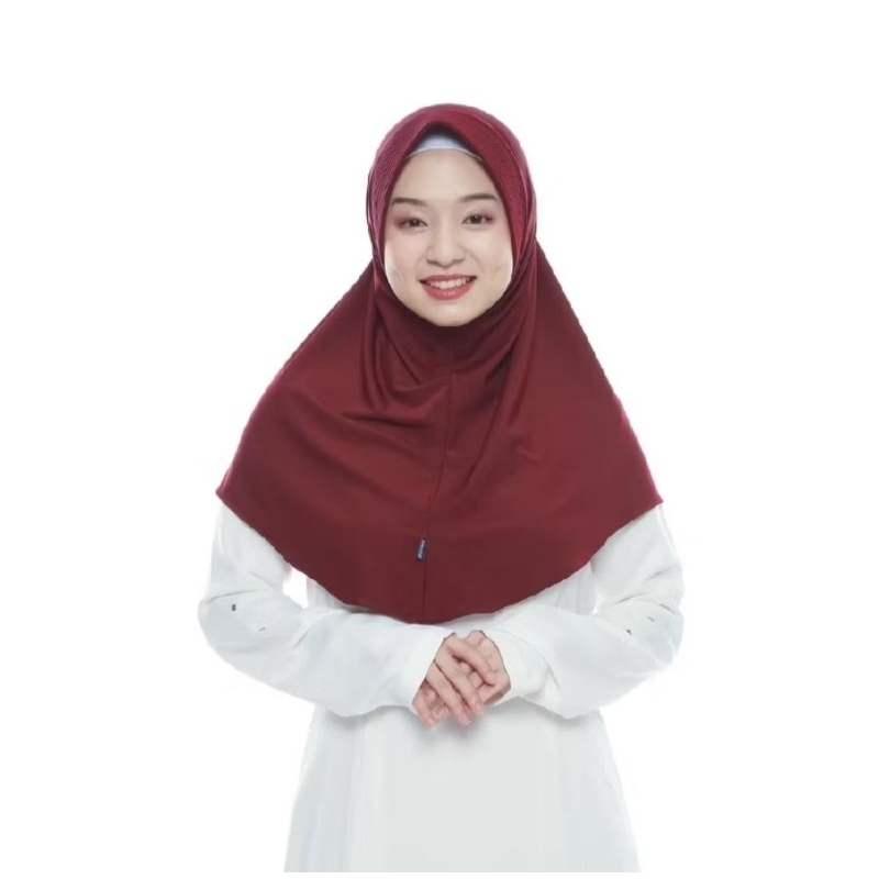 HIJAB INSTAN BERGO DAILY JILBAB SPORT IZZA SCARF MERAH MAROON SIZE M