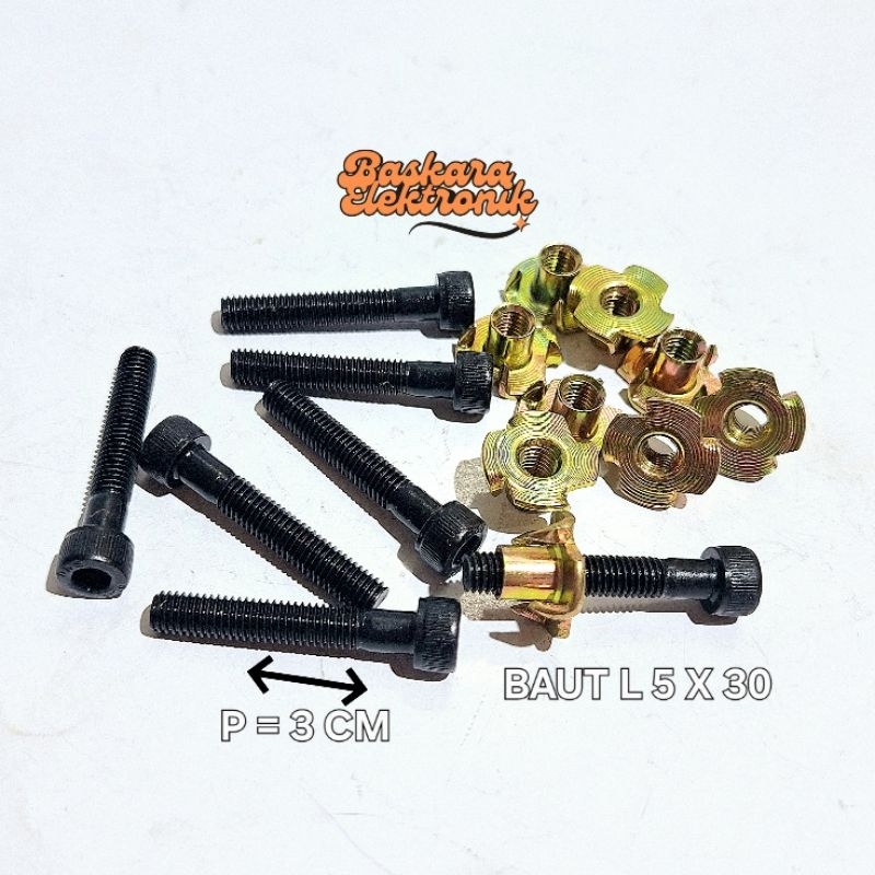[1 SET] BAUT L BAJA 5 X 30 PLUS MUR T NUT M5