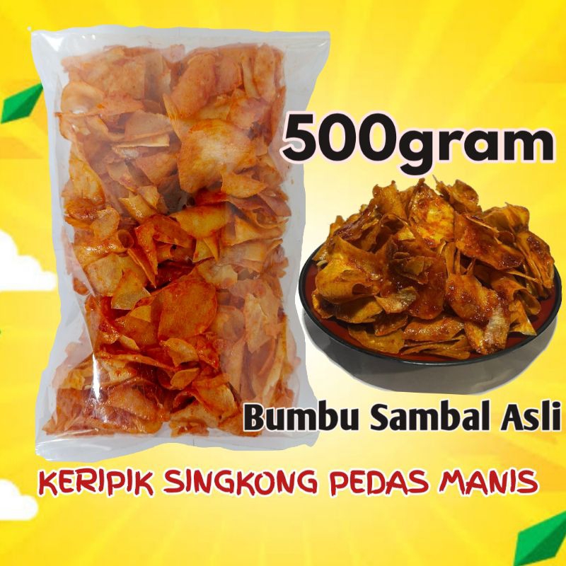 

Keripik singkong pedas manis 500gram / Keripik singkong / Keripik pedas manis