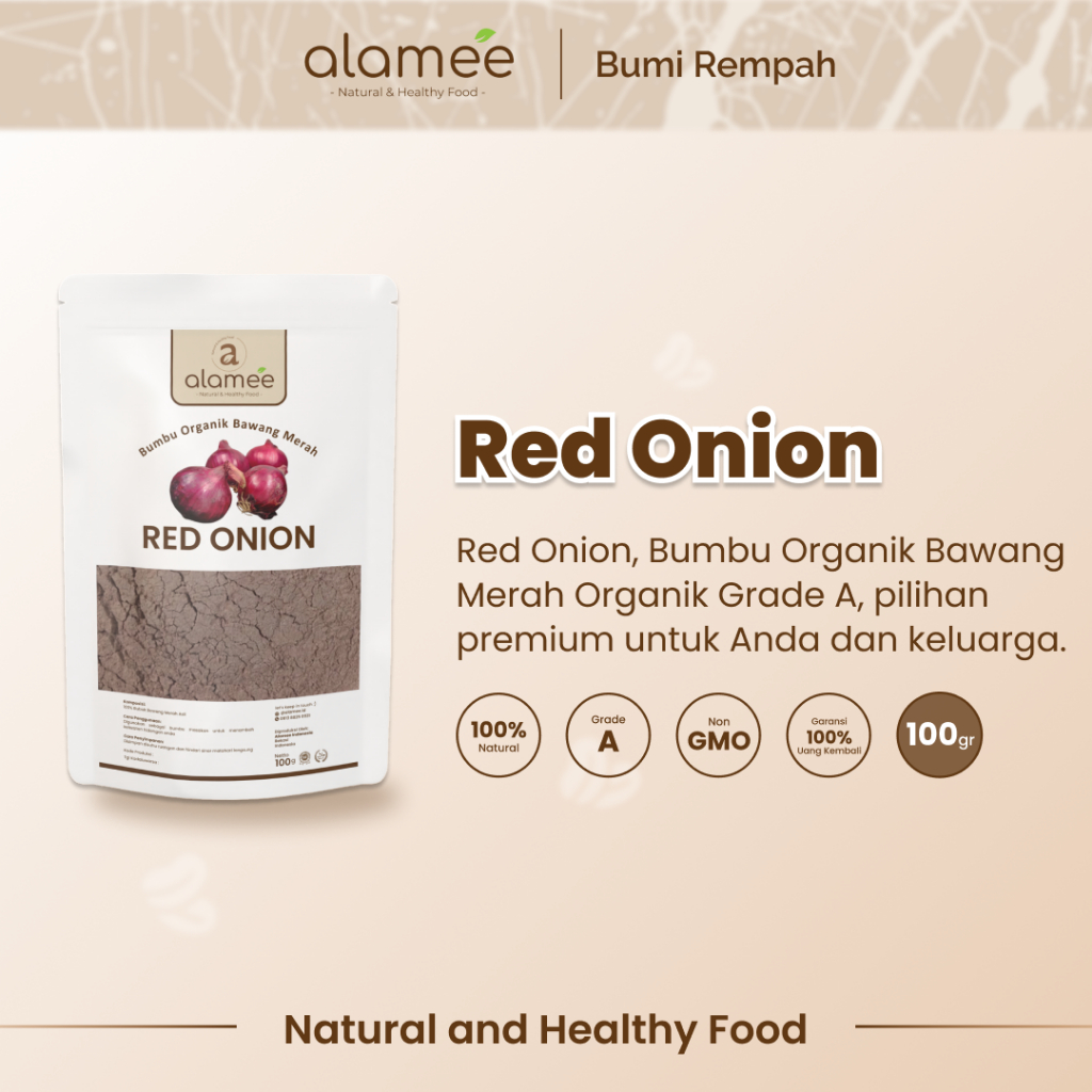 

ALAMEE Bawang Merah Bubuk Red Onion Seasoning Powder Bumbu Dapur Organik Masak Tanpa Campuran 100g