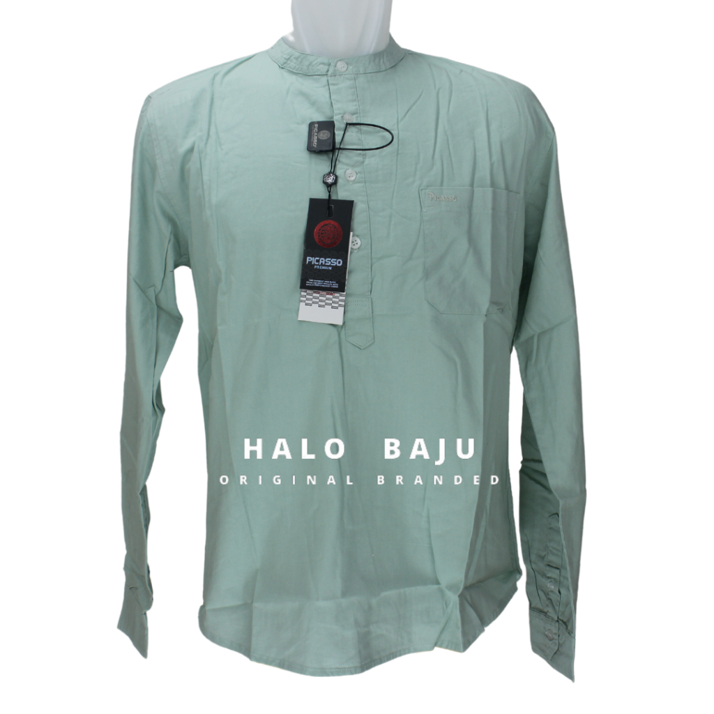 PICASSO ORIGINAL- KOKO PRIA - Lengan Panjang - Baju Kemeja Koko - Warna Hijau