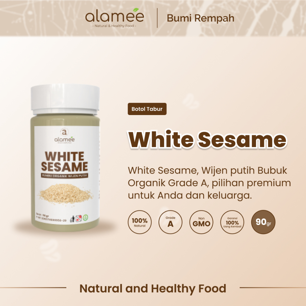 

ALAMEE Wijen Putih White Sesame Seed Bumbu Dapur Organik Masak Rempah Tanpa Campuran Seasoning 100g