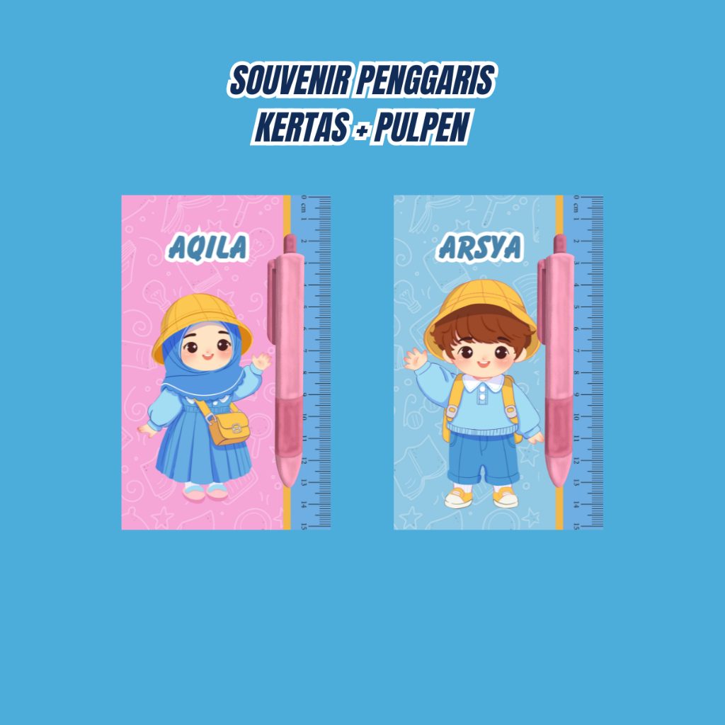 

Souvenir Penggaris Kertas + Pulpen custom nama