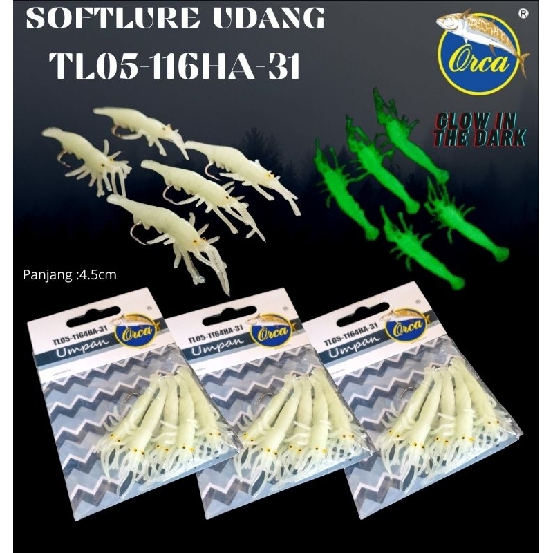 Umpan Lure Udang ORCA 1PACK ISI 5PCS 40mm