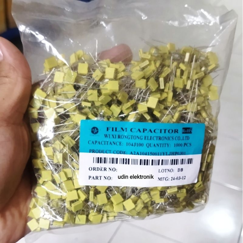 1000pcs mkm 104j 100v 100n 100k kapasitor film