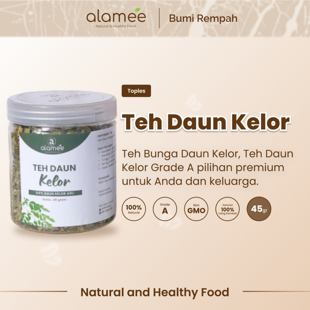 

ALAMEE Teh Daun Kelor Herbal Alami Moringa Tea Flower Asli Kering Organik Siap Seduh Minum 45gr