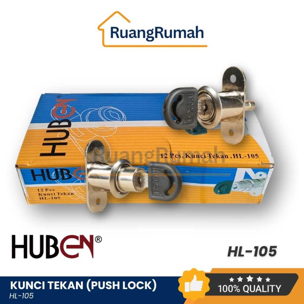Kunci Laci Lemari Etalase Meja Push Lock 19mm HUBEN HL-105