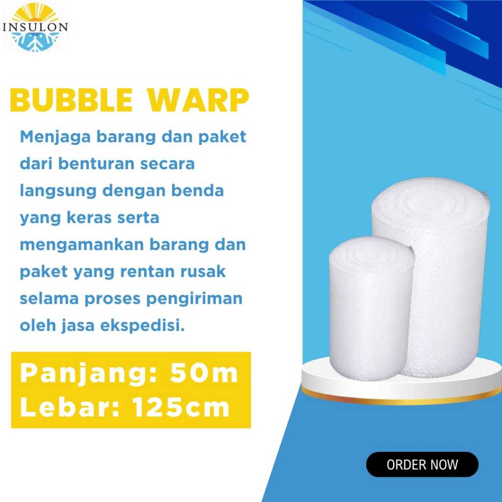 

Insulon Bubble Warp Panjang: 50m Lebar: 125 cm | Berat 2,4kg | Premium | Termurah