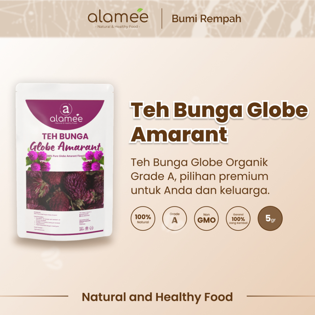 

Teh Bunga Globe Amaranth Tea Herbal Kering Organik Herbal Organic Asli Dried Flower Alami 5gr