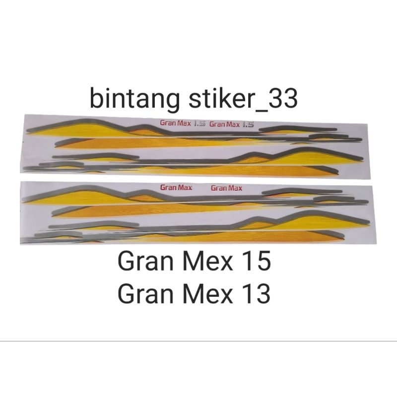 stiker  sticker dahatsu gran max  1.5/1.3 pick up/ sticker list body gran max pick up/stiker gran me