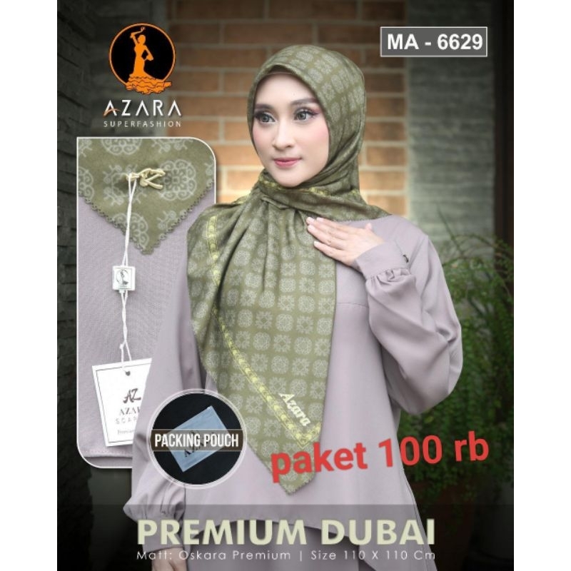 Jilbab segi empat azara motif  logo